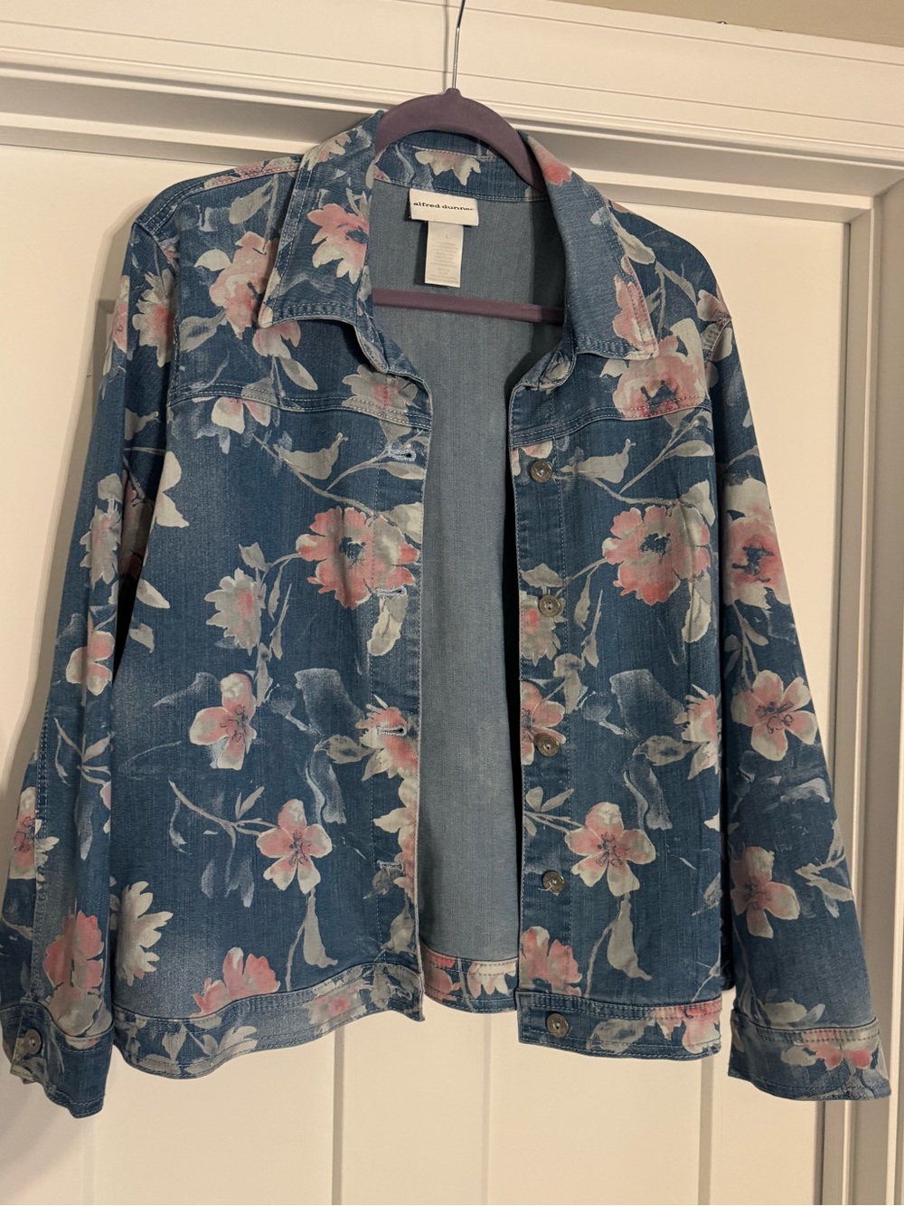 🌸Vintage Alfred Dunner 90’s Floral Denim Oversized Lightweight Jacket | L - Picture 2 of 12
